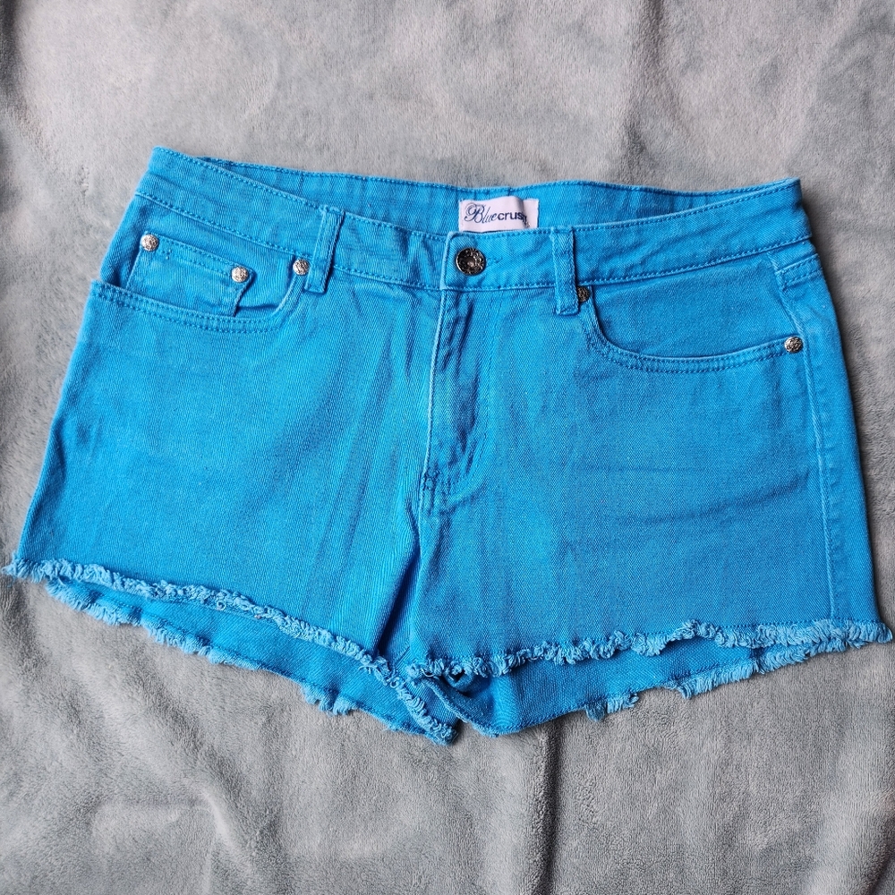 Blue Crush 2012 Mid Rise Vibrant Blue Denim Women Shorts